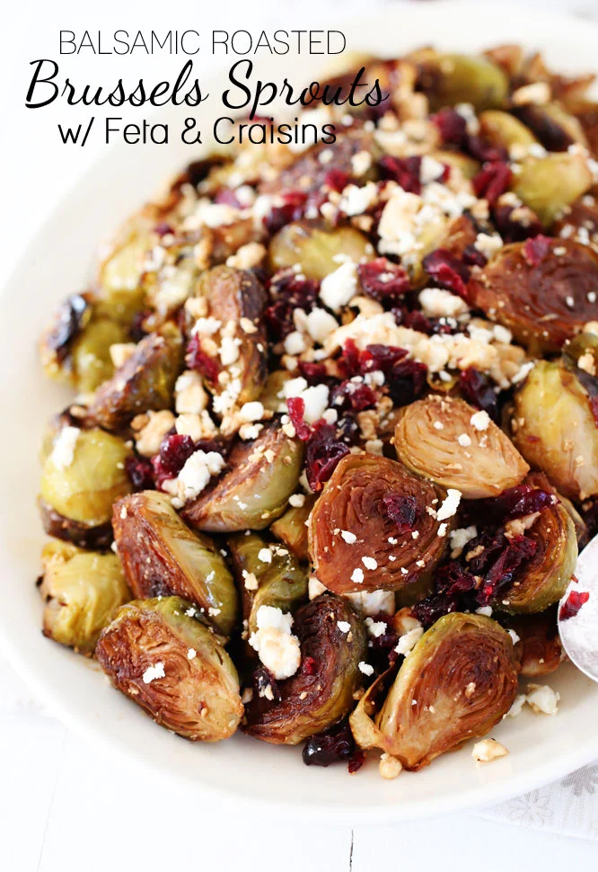 ROASTED BALSAMIC BRUSSELS SPROUTS WITH FETA & CRAISINS