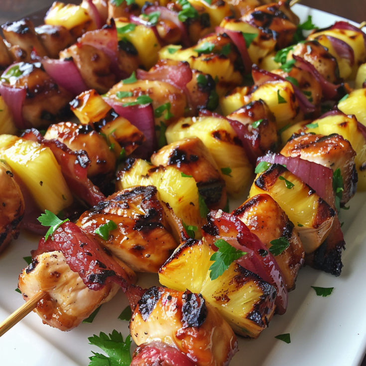 Hawaiian Chicken Bacon Pineapple Kebabs